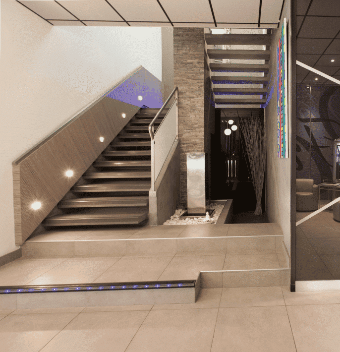 escalier matières bois pierre ambiance minérale marine arcachon hôtel point france